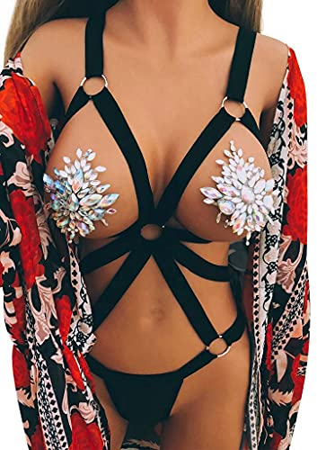 Mode Geschirr Punk Gothic BHS Riemchen Eingesperrt Dessous Elastisch Käfig BH Strappy hohl Bustier BH Riemchen aushöhlen BH Bustier Bandage Strappy Halter Bra Bustier Top, Woman Sexy Underwear BL57