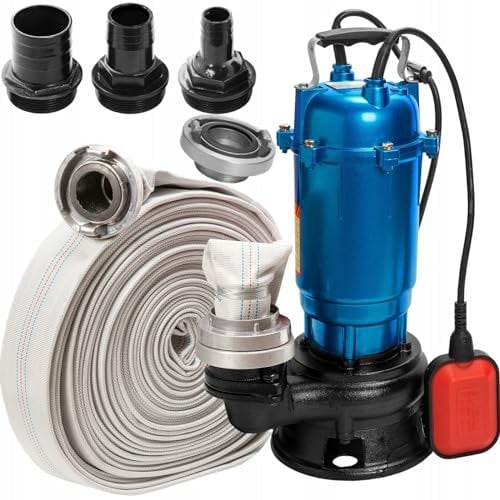 Heavy Duty Flood & Sewage Water Pond Drain Septic Sump Cesspool Grinding Pump with 30m FIRE Hose (Float Switch)