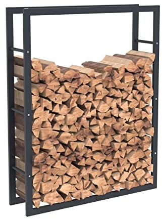 Bc-elec - HHWPF0025 Holzablage aus schwarzem Stahl 125 * 100 * 25CM, Rack für Brennholz, Kaminholzablage.