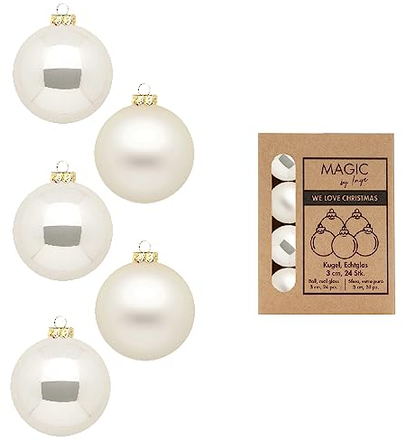 Inge-glas Glas 3cm x 24 Stück in Kartonbox Christbaumkugeln klein Champagner