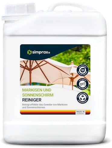 Simprax® Markisenreiniger I nachhaltiger Schimmelentferner, Sonnenschirm Reiniger l Gegen Stockflecken, Grünbelag, Vogelkot oder Ölflecken, Markisenstoff reinigen