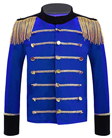 Freebily Déguisement Cirque Enfant Garçon Fille Costume Maître De Cirque Ringmaster Veste Manteau Monsieur Loyal Fête Carnaval Cosplay 3-16 Ans Royal Bleu 13-14 ans