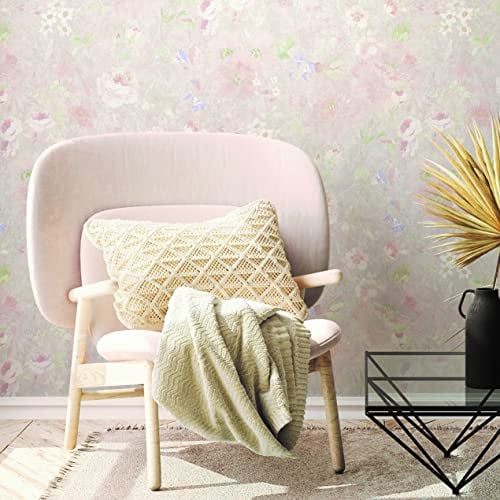 A.S. Création Romantische Blumentapete Grau Bunt Rosa PVC-Frei - Tapete 386364 - Tapete Floral - 10,05m x 0,53m - Made in Germany