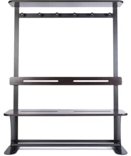 Panca Spogliatoio Completa Modello Atene - Appendiabiti, Poggiascarpe e Poggiaborse in Legno ed Acciaio (150 cm)