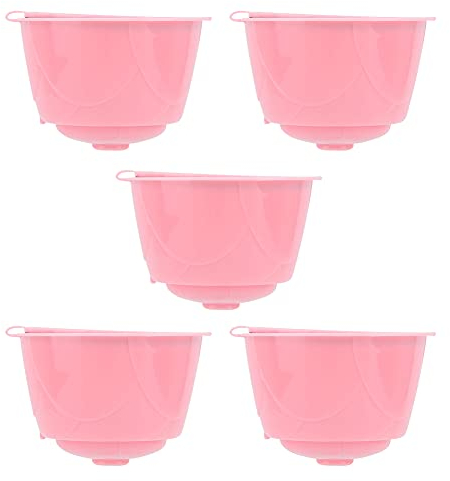 Pilipane Tazas De Café Reutilizables De 5 Uds, Taza De Cápsula De Máquina De Café Rellenable Apta para Cafetera De La Serie Dolce Gusto(Pink)