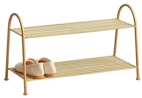 Schuhregale Schuhschrank Schuhregal 2-stöckiges Schuhregal Aus Metall, Schuhregal, Schuhregal Für Eingangsbereich, Schlafzimmer, Wohnzimmer, Schuh-Organizer Schuhständer Schuhablage ( Color : Gold , S