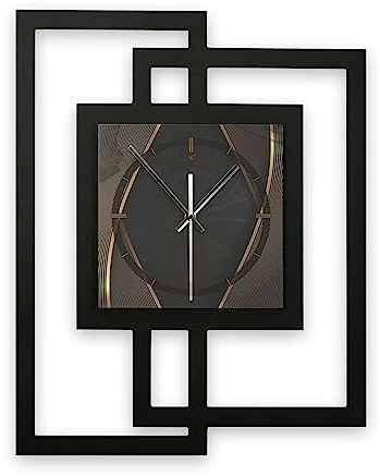 Kreative Feder Designer-Wanduhr in modernem Metallic-Look ohne Tickgeräusche (Dark Elegance, leises Funkuhrwerk)