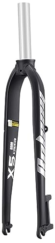 LHHL Forcelle Rigide per Mountain Bike 26/27,5/29 Pollici 1-1/8 Anteriore Forcella Bicicletta Senza Filettatura Tubo Dritto MTB Forcelle QR 9mm Freno A Disco(Black-A,29)