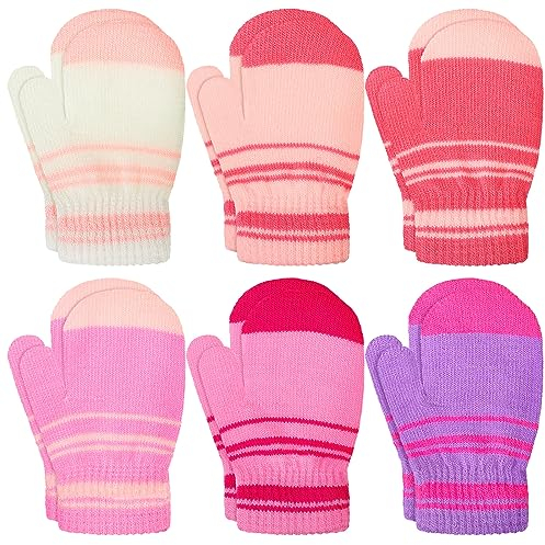 SATINIOR 6 Paar Kinder Winterhandschuhe Warme Baby Strickhandschuhe Stretch Fäustlinge für 1-4 Jahre (Lebendige Farbe)