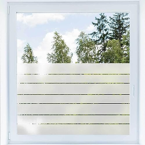 Sichtschutzfolie gestreift Sichtschutzdekor Glas Fenster - selbstklebend Fensterfolie Streifenmotiv Milchglasfolie - Bad Küche Wohnzimmer - Muster S039 Streifen, Längenbereich: 550x600mm