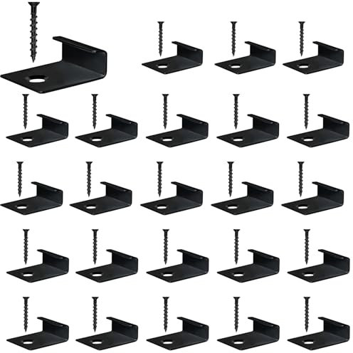 50 Stück WPC Befestigungsclips,Endklammer Decking Versteckt Anlasser Clips aus Edelstahl Versteckte Starter Befestigung Board Clip mit Selbstschneidender Schraube (Schwarz, 10mm)