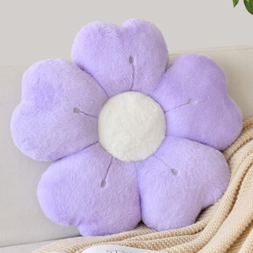 Blumenförmiges Kissen, niedliches dekoratives Wurfkissen mit weichem künstlichem Kaninchenfell für Couch, Bett, Stuhl, Boden, Blumenkissen, Sitzkissen mit Raumdekoration für Schlafzimmer, Wohnzimmer