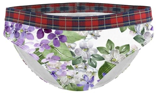 EXEND Damen Slip Unterwäsche Flieder Blumen Unterhose Weiche Höschen für Frau, multi, 46