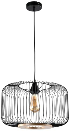 LQWELL® Pendellampe Schwarz, Retro Hängelampe Hängeleuchte E27 Vertigo Lampe Höhenverstellbare Kronleuchter Max 60W für Esszimmer Cafés Studio Bartheke Schlafzimmer Einkaufszentrum Dekor
