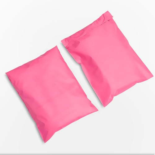 Farbige Versandtaschen aus Polyethylen, flexible Pakettaschen mit selbstschließendem Verschluss, leicht (32 x 45 cm), Rosa, 30 Stück