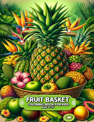 Fruit Basket Book Designs for Kids, Fun and Educational Activity, Includes Apples, Oranges, Bananas, and More! Ideal Gift for Children Ages 4-10