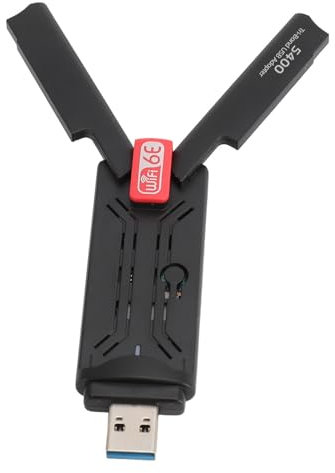 Topiky Adaptador WiFi 6E USB 3.0, Adaptador Inalámbrico de 3 Bandas 5400Mbps para PC para Juegos, Adaptador WiFi USB 2.4G 5G 6G Adaptador de Red Inalámbrico para PC Portátil de