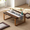 Rustikaler Couchtisch, Faltbarer Massivholz-Teetisch, japanischer Bodentisch mit Kissen, antiker Meditationsaltartisch für das Wohnzimmer zu Hause,39.4 * 21.6 * 11.8in