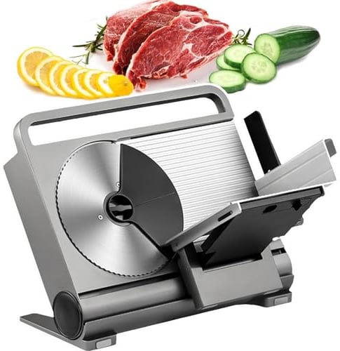 Foldable Meat Slicer | Electric Deli Slicer for Home Commercial- 1-15mm Adjustable Slicing Thickness/Child Lock Protection/Detachable Carrying Platform-Easy to Clean/Storage,Silver