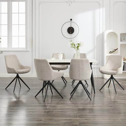 LONXIU Esszimmerstühle 6er Set, Moderne Esszimmerstühle drehbar, Armless Design Küchenstühle für Esszimmer, Wohnzimmer, Arbeitszimmer, Weiß