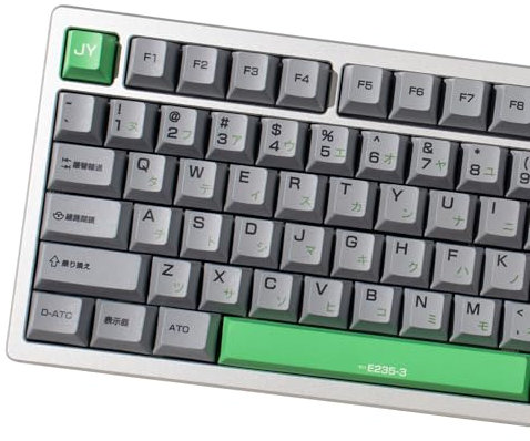 Grey Green Janpanese Keycaps, 148 Keys PBT Keycaps 75 Percent, Cherry Profile Custom Keyboard Keycap Set for ASIN/ISO Layout