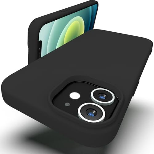 Zuvirelx Glatte Silikon hülle für iPhone 12/12 Pro, Staubbeständig, Slim, Taschentauglich Handyhülle Cover Case für Apple iPhone 12/12 Pro - Schwarz