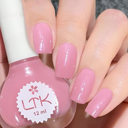 DMQ Jelly Pink Nail Polish, Sheer Nude Pink Nail Varnish, French Translucent Pink Nail Gel - Long Lasting Chip Resistant & Quick Drying Nail Polish Gel for DIY Nail Art at Home - 12ML