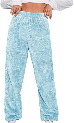 Women's Pyjama Bottoms Soft Casual Fleece Pants Winter Warm Fluffy Sleeping Lounge Trouser Pyjamas Comfortable Lounge Pants Sleepwear Pants Trousers