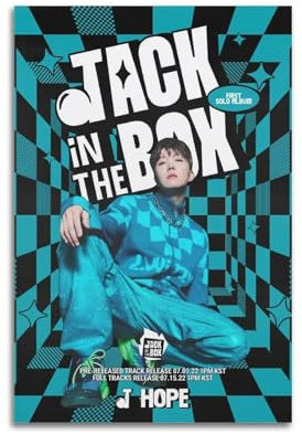 JHOPE JACK IN THE BOX 2022 Druckalbum Cover signiert limitiertes Poster, Musikalbum Cover Poster, Pop Hip Hop Rap-Sänger Star Musikposter Ästhetische Leinwand Wandkunst für Mädchen und Jungen Teenager