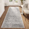 TAPISO Valley Teppichläufer Vintage, Kurzflor Hellgrau Blumen Rahmen Used Effekt Meliert Verwischt, für Flur, Wohnzimmer, Schlafzimmer, Esszimmer – Eleganter TeppichLäufer – 120 x 200 cm