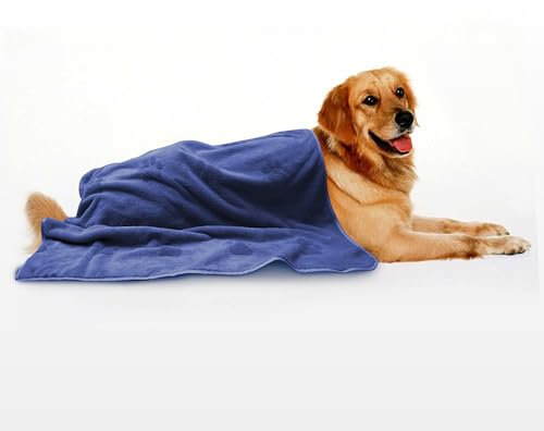 JML Microfiber Pet Towels for Drying Dogs Cats, Super Absorbent and Soft Fleece Pet Grooming Blanket for Shower & Bath Supplies, 2 Pack, 40 x 27.5, Navy
