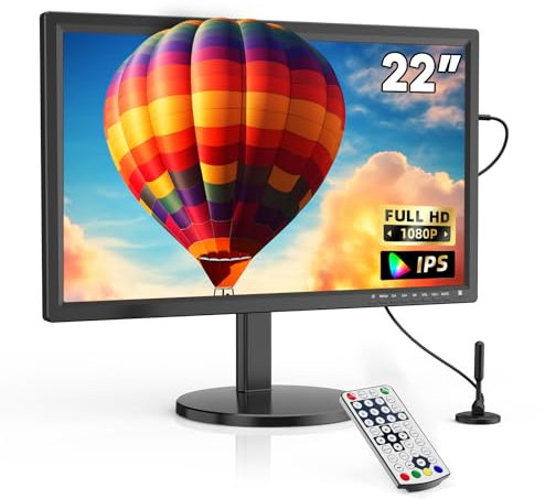 Desobry 22 Inch 1080P Full HD Small TV with Freeview, HDMI, USB, and AV Inputs, MINI TV for Kitchen, Home, and Motorhomes, Used as Computer or Monitor Screen
