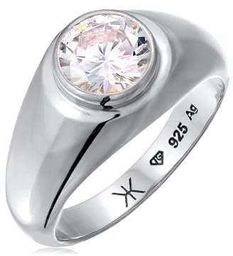 Kuzzoi Herren Silber Ring mit Zirkonia aus 925 Sterling Silber Siegelring mit Stein für den Mann in der Ringgröße 62