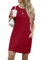 GRECERELLE Womens Summer Mini Dress Cap Sleeve Crew Neck T Shirt Short Casual Beach A Line Dresses with Pockets (Burgundy, M)