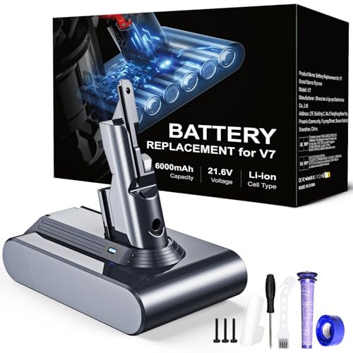 6000mAh V7 Ersatzakku für Dyson V7 Akku Kompatibel mit Dyson V7 Motorhead V7 Animal V7 Trigger V7 Total Clean V7 Motorhead Pro SV11