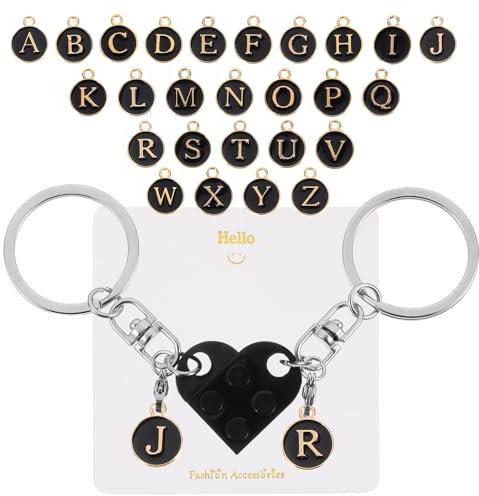 AOZUO Porte-clés en forme de cœur pour couple, cadeau Boyfriend, Couple Stuff assorti en forme de cœur en brique, cadeau à faire soi-même, porte-clés en forme de cœur, ensemble d'amour pour amoureux,