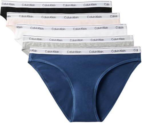 Calvin Klein Damen 5er Pack Slips Bikini Form Low Rise Unterwäsche, Mehrfarbig (Black/White/Grey Heather/Potpourri/), M