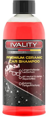 IVALITY® Auto Shampoo mit Abperleffekt - 2in1 Keramik Shampoo Ceramic Shampoo, Autoshampoo, Ceramic Versiegelung, Keramik Versiegelung, Auto waschen, Konzentrat 500ml