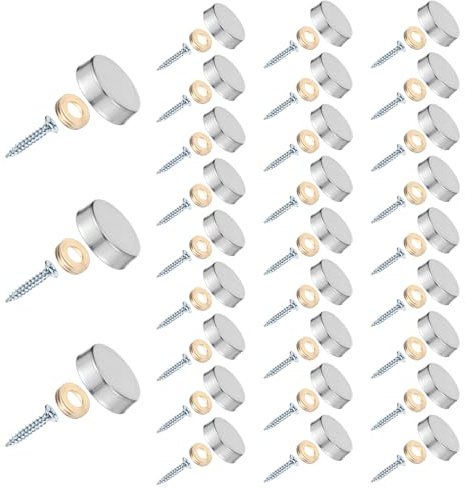 30 PCS Decorative Screws with Caps, Screws with Caps Stainless Steel Mirror Decorative Screw 0.63/16mm Mirrors Screw Fasteners for Sign Advertising Hardware,Nails,Construction