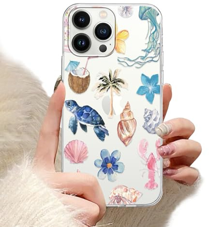 Schutzhülle Transparent für Apple iPhone 6/6s Hülle 4.7 Zoll, Seestern Schildkröte Blume mit Aesthetic Sommerstil Muster Designs Manga Mädchen Junge Case Handyhülle Stoßfest TPU Ultra Dünn Cover