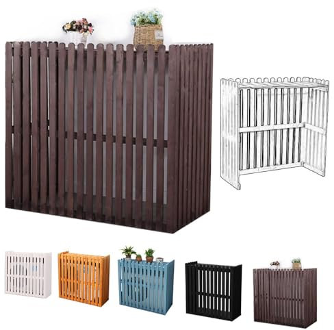 IMUNKT 120 * 60 * 110cm Cache Climatiseur Extérieur Bois, Cache Pompe A Chaleur Cache Poubelle Exterieur, Support De Fleurs Grilles De Protection pour Piscine À Poubelle(Brown,85 * 35 * 84cm)