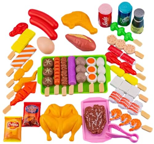 Jouet Barbecue Enfant et Accessoires, Jeu Barbecue Enfant, Coloré Jouet Alimentaire Réaliste BBQ, Accessoires de Cuisine, Jeux de Rôle Éducatif pour Garçons et Filles 3+