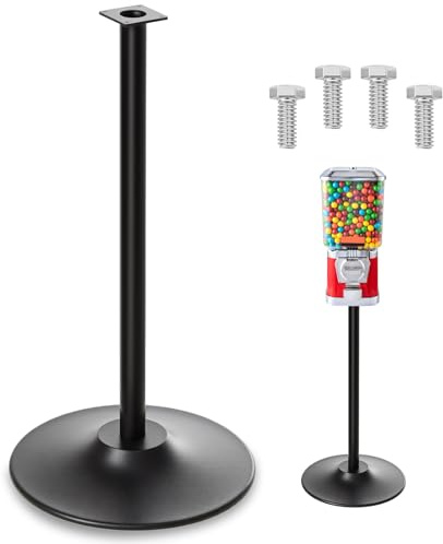 Maxdot Gumball Machine Stand Only Single Metal Display Floor Stand Heavy Duty for Candy Popcorn Vending Cast Iron 28'' Tall with 16'' Round Base for Small Capsule Machine Arcade, Store, Carnival Party