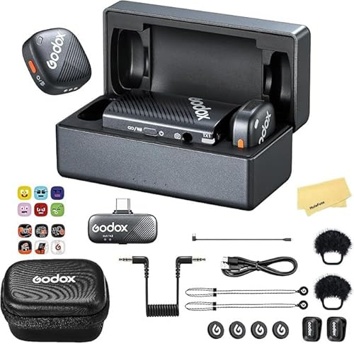 GODOX Cube-C Combo Kit2 2.4GHz Wireless Microphone System,Mini Size,48kHz/24bit Hi-Res Audio,300M Stable Transmission,Compatible with Cameras,Mobile Phones,Tablets,Computers