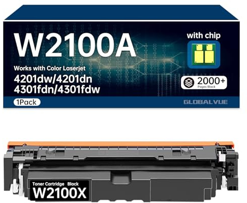 210A W2100A Black Toner Cartridge Compatible for HP 210A 210X Works with Color LaserJet Pro MFP 4301fdw 4301fdn 4201dw 4201dn Series Printers Toner (1 Black, with Chip)
