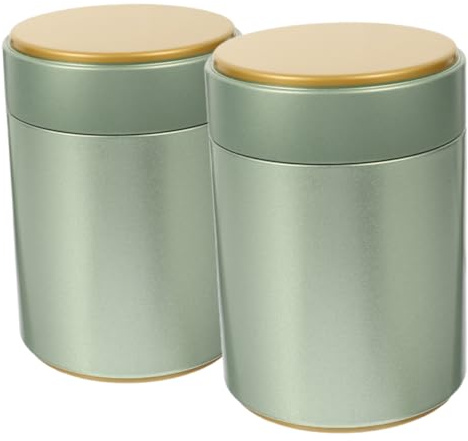 Teedose für Losen Tee 12x8,5x8,5cm Weißblech Grün | 2 Stück, Luftdichter Verschluss, zur Aufbewahrung von Teebeuteln und Kaffeebohnen, Klassisch Elegant