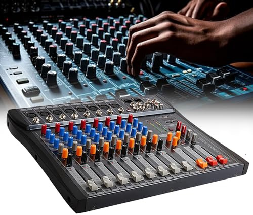 Mesa de mezclas de 8 bandas con puerto USB, pantalla LED y procesador de efectos digitales integrado para podcasting, presentaciones en vivo, grabación, DJ, Mac y PC.,Black
