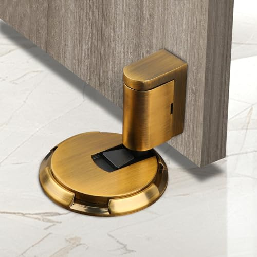 GEEKHOM Türstopper Boden Kleben - Upgrade für Magnetischer Türstopper - Mechanische Verriegelung Door Stopper Ohne Bohren Selbstklebend Edelstahl - für Tür Floor Wand (Gold)