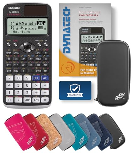 Casio FX-991DE X Schulrechner + Tasche + Fachbuch – Wissenschaftlicher Taschenrechner mit 696 Funktionen für Oberstufe, Studium & Technik - Classic Set (Schwarz)