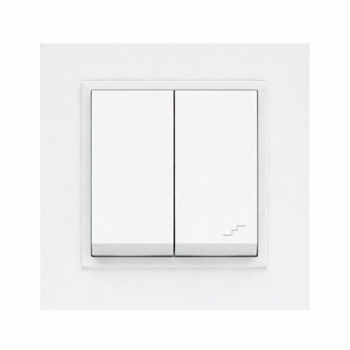 ILUMINASHOP ® Mecanismo pared Empotrable con Marco, 100-250V AC, Mecanismo Eléctrico 85x85mm, Fácil Instalación, Fácil de Limpiar (Interruptor Doble Conmutado, Blanco PC)